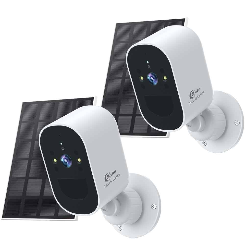 XVIM 1080P 2Pack Solar Security Cameras Wireless Outdoor, 2MP Battery Powered Camera with Color Night Vision, 2.4GHz WiFi Home Security, PIR Human Detection, 2-Way Talk, SD/Cloud, IP65 Waterproof