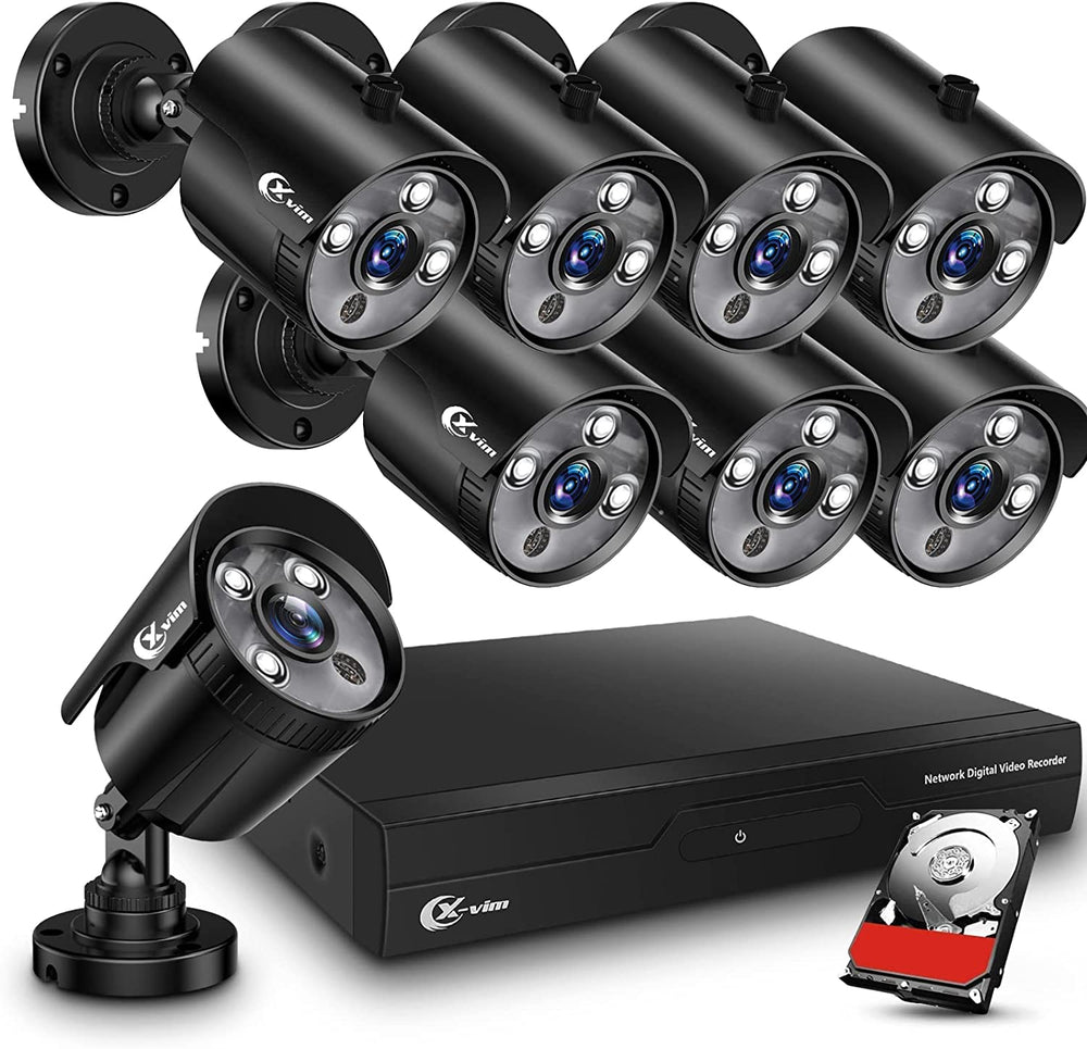XVIM 8CH 1080P Wired Security Camera System Outdoor with 1TB Hard Drive Pre-Install CCTV Recorder 8pcs HD 1920TVL Outdoor Home Surveillance Cameras Night Vision Easy Remote Access Motion Alert